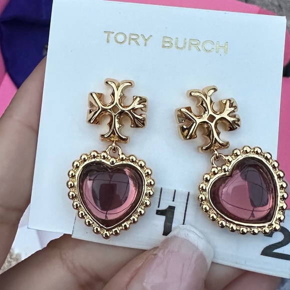 Rare💖Tory Burch Earrings Victorian bridgerton party earrings Heart Drop earrings - Picture 8 of 8